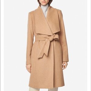 Cole Haan Melange Twill Wrap Coat in Camel (Size 10)